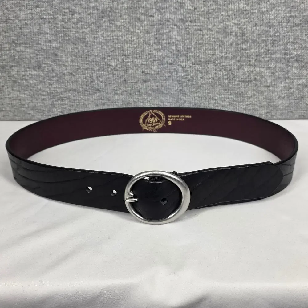 GAP 1969 GENUINE TEXTURED BLACK LEATHER BELT – SIZE S 30-34 – SOLID BRASS BUCKLE